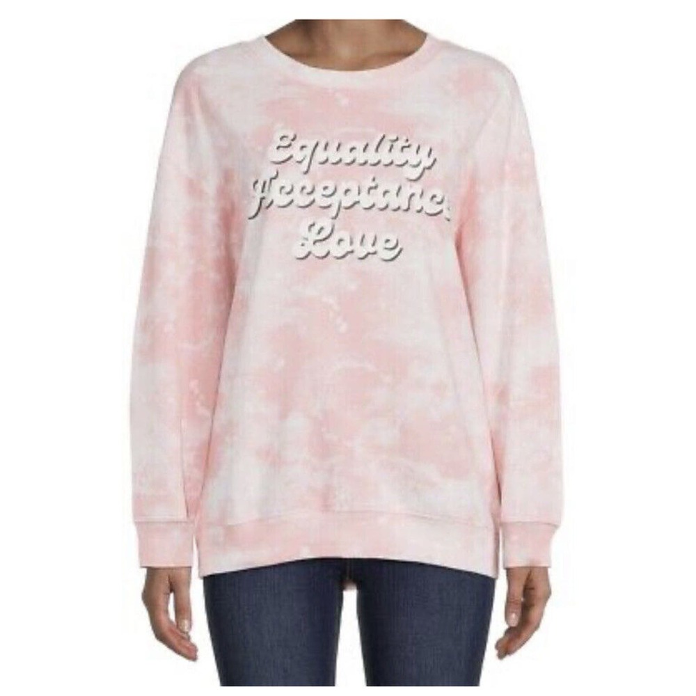 Wound Up XXXL (21) Pink Tie Dye Sweatshirt Equality Acceptance Love Juniors Top